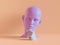 3d render, female mannequin head, hand, fashion concept, isolated object, minimal background, shop display, pink blue body parts,