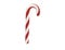 3D render of a festive red and white striped candy cane against a plain white background.