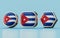 3d render Flag signs of Cuba in three different shape