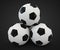 3d render of four soccer balls faced pyramid