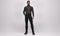 3D render : full front view of a standing man pose in black shirt and red tie