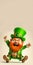 3D Render of Funny Leprechaun Man Character Showing Thumb Ups. St. Patrick\\\'s Day Concept