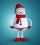 3d render, funny snowman stripteaser in red polka dot bikini, winter character clip art