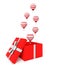 3D Render Gift box  with Air Balloon