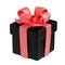 3d render gift box, black package with pink bow