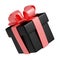 3d render gift box, black package with pink bow