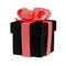 3d render gift box, black package with pink bow