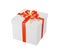 3d render gift box red ribbon and gold star isolated on white background with clipping path