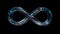 3d render Glass Infinity symbol with neon in loop animation with alpha channel