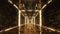 3d render gold Digital futuristic neon tunnel