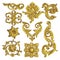 3D render of gold engraved Victorian elements