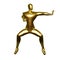 3D Render of Gold Stickman Karate Pose punching with left palm - Perfect Visual for Martial Arts Fans