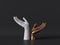 3d render, gold and white female mannequin hands isolated on black background, body parts, fashion concept, religious prayer,