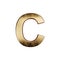 3d render of golden alphabet letter simbol - C