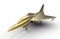 3D render - golden jet fighter