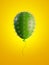 3d render, green cactus air balloon isolated on yellow background, metaphorical concept, design element, digital illustration