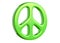 3D render of green Peace sign on isolated white.