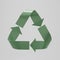 3D render green Recycle icon, recycle symbol isolated on white background. Shiny recycling symbol. Rotation arrow icon pack. Reuse