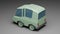 3d render green small cartoon car on a gray