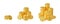 3D render growing gold coin piles. income increase