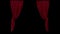 3d render Hanging red velvet curtains on a black background