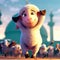 3D Render of A Happy Sheep Celebrating Eid Al Adha Feast