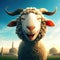 3D Render of A Happy Sheep Celebrating Eid Al Adha Feast