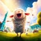 3D Render of A Happy Sheep Celebrating Eid Al Adha Feast