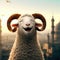 3D Render of A Happy Sheep Celebrating Eid Al Adha Feast