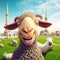 3D Render of A Happy Sheep Celebrating Eid Al Adha Feast