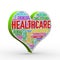 3d render of heart shape healthcare wordcloud tag
