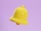 3d render icon of yellow notification bell isolated on pastel violet background. Social media notice event reminder. 3d