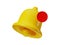 3d render icon of yellow notification bell isolated on white background. Social media notice event reminder. 3d