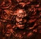 3d render illustration artwork of demonic infernal wall with faces