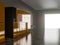 3D render illustration closeup of empty locker room situated in work place. Orange lockers, storage for workers during virus