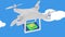 3d render illustration of drone carrying Italian pizza