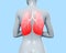 3d render illustration of female figure with infammated lungs