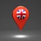 3D render Illustration. Map pointers with flag United Kingdom