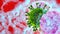 3D render illustration Natural killer body cell immune respone corona virus cell