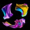 3d render, iridescent holographic foil, metallic cloth, fashion folded textile, colorful fabric, design elements set, isolated on