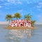 3d render - island with palm trees and the message summer special