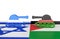 3d render of Israeli and Palestinian war tank facing each other in two flags
