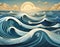 3D render japanese graphic sea waves