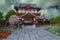 3D render of a Japanese style house and garden