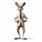 3d Render Kangaroo Character In Suit: Meticulous Detailing And Strong Lines