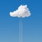 3d render, ladder reaches the white cloud on the blue sky. Motivation metaphor, surreal dream, challenge concept