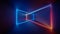 3d render, laser show, night club interior lights, blue red glowing lines, abstract fluorescent background, room, corridor