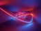 3d render, laser show, night club interior lights, red blue neon, abstract fluorescent background, glowing curvy lines, geometric