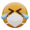 3D render of laughing yellow emoji face in medical mask protecting from coronavirus 2019-nCoV