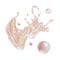 3d render, liquid splash, pearls. Premium cosmetics concept, skin care product ingredients. Splashing wave. Lotion, cream,
